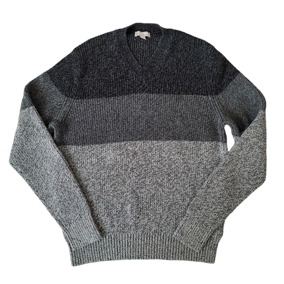 GAP Sweaters - GAP Colorblock Gray Tone Striped Knit Sweater